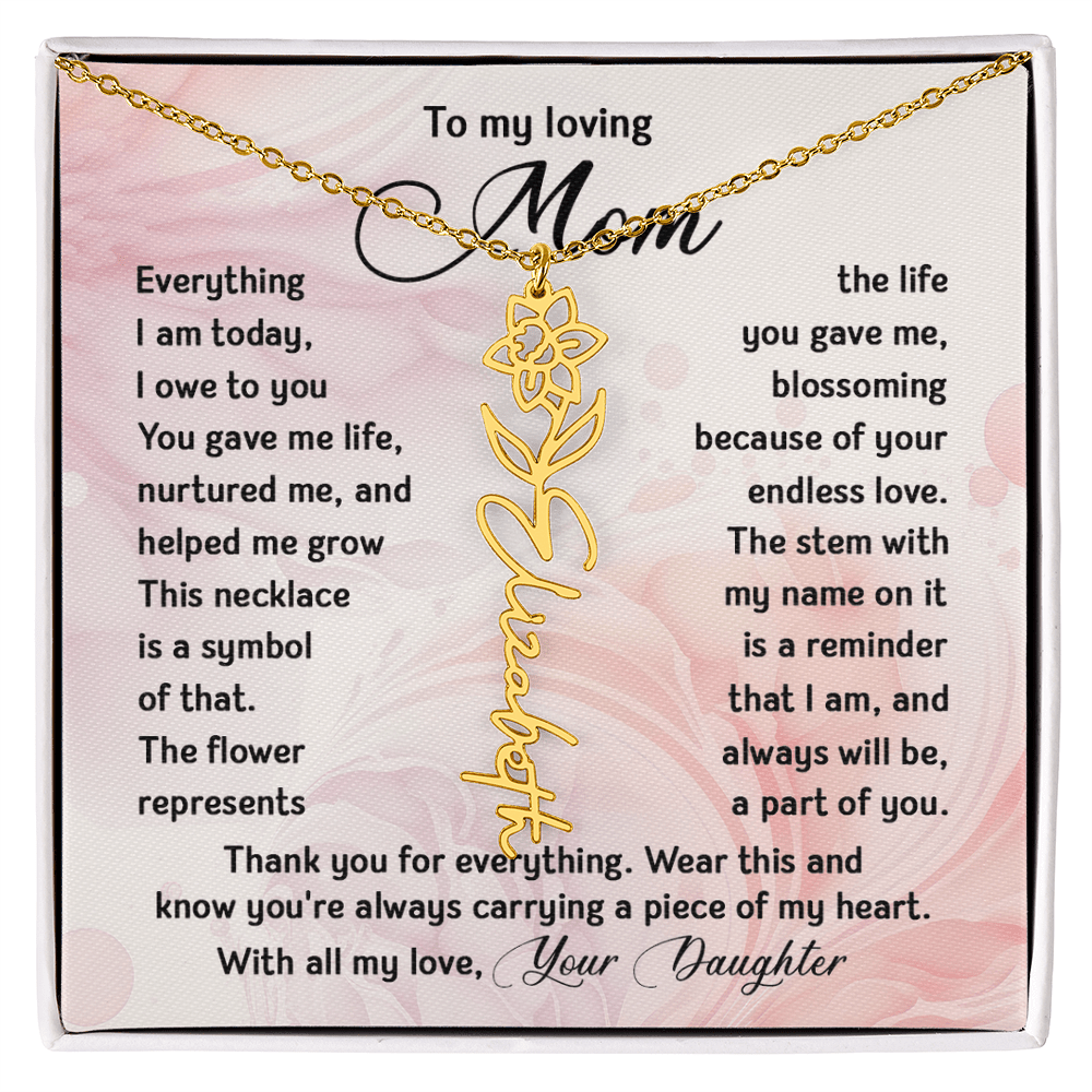 To My Mom - Personalized Birth Flower Name Necklace