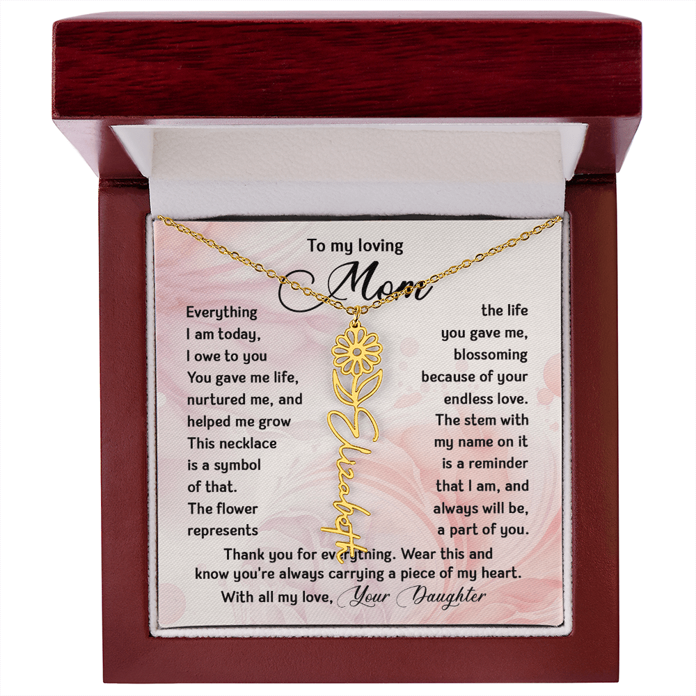 To My Mom - Personalized Birth Flower Name Necklace