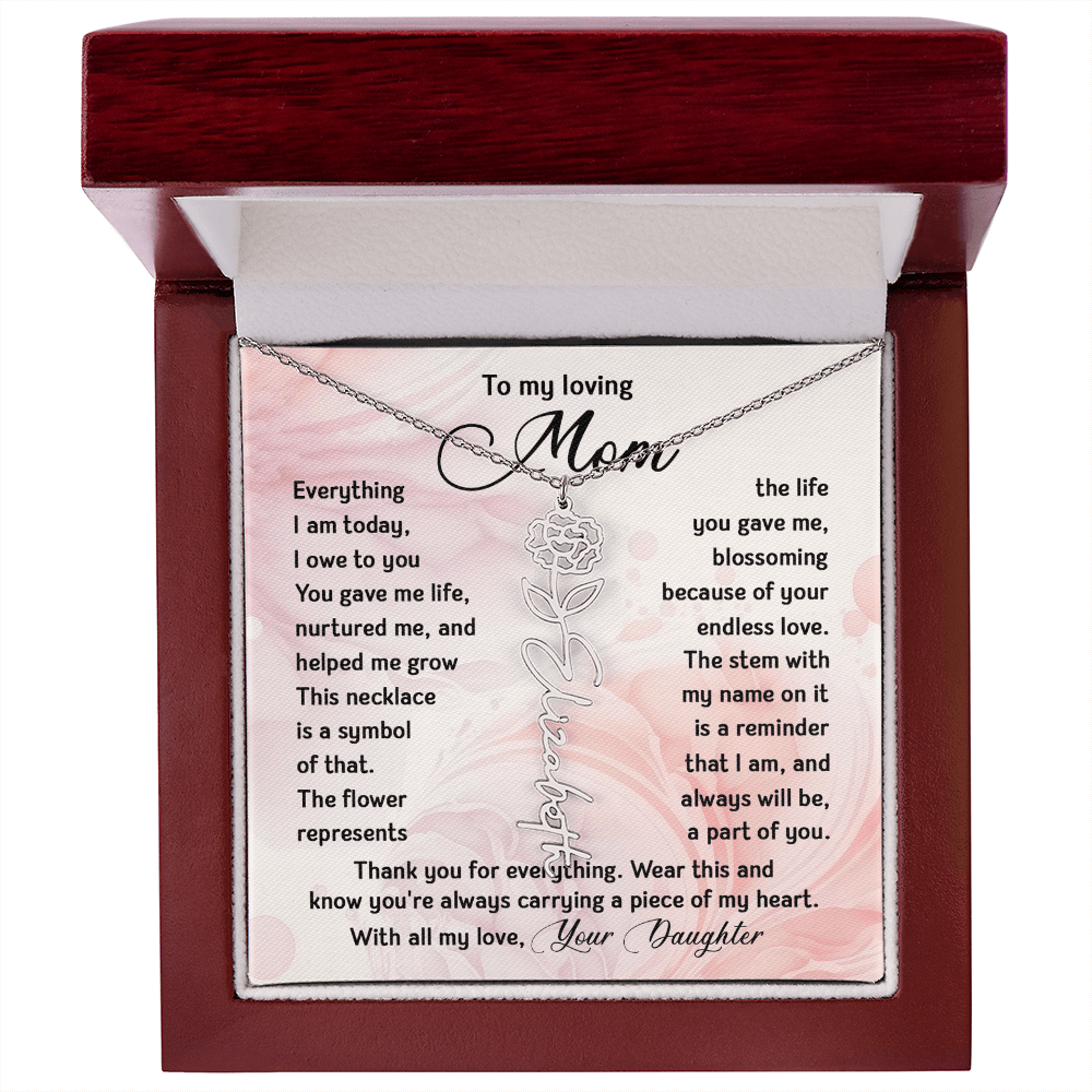 To My Mom - Personalized Birth Flower Name Necklace