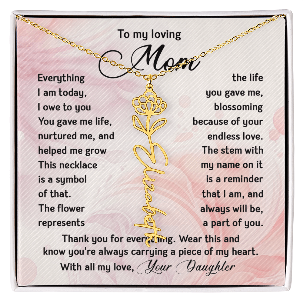 To My Mom - Personalized Birth Flower Name Necklace