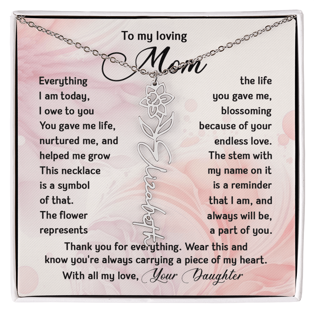 To My Mom - Personalized Birth Flower Name Necklace