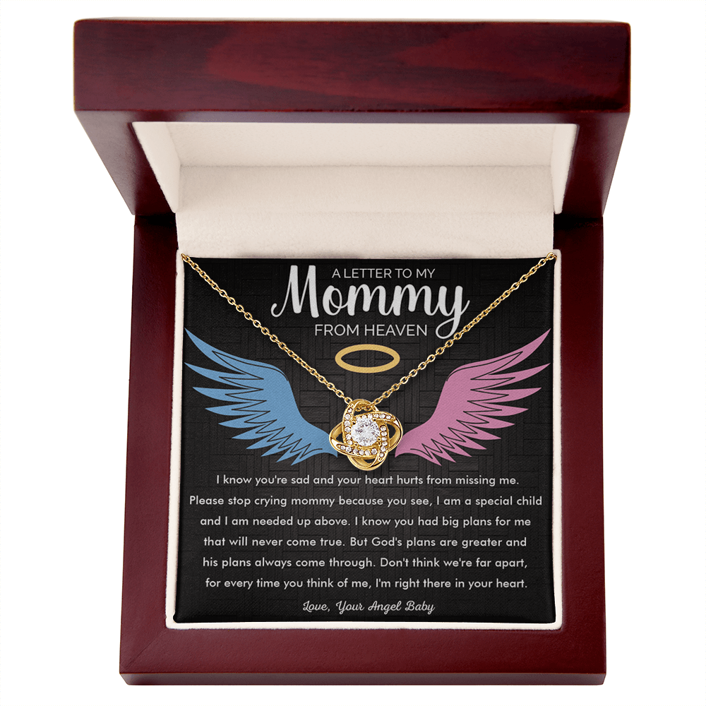 To My Mommy in Heaven-Love Knot Necklace-Memorial Necklace