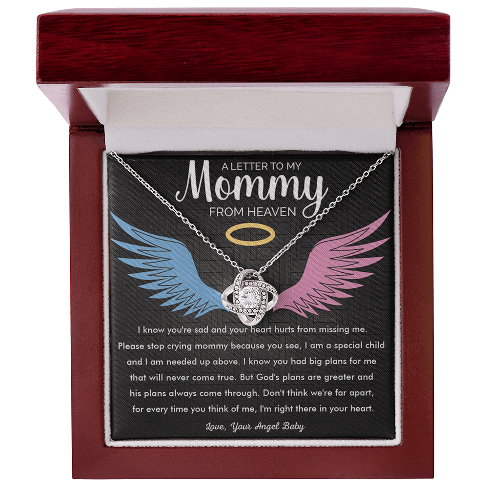 To My Mommy in Heaven-Love Knot Necklace-Memorial Necklace
