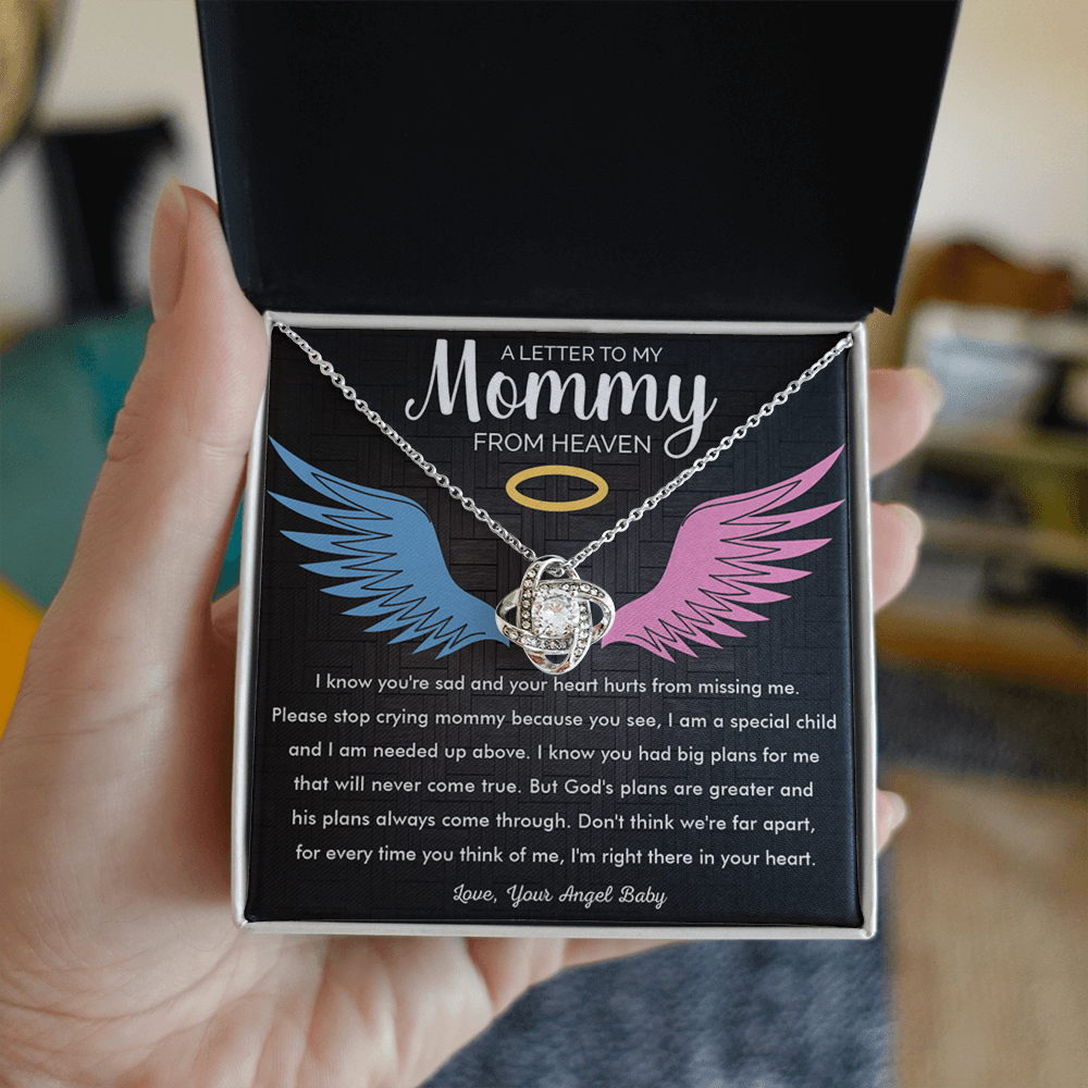 To My Mommy in Heaven-Love Knot Necklace-Memorial Necklace