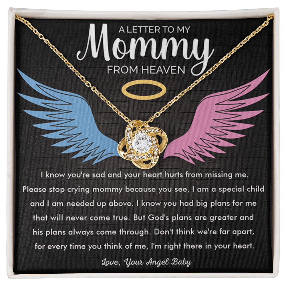 To My Mommy in Heaven-Love Knot Necklace-Memorial Necklace