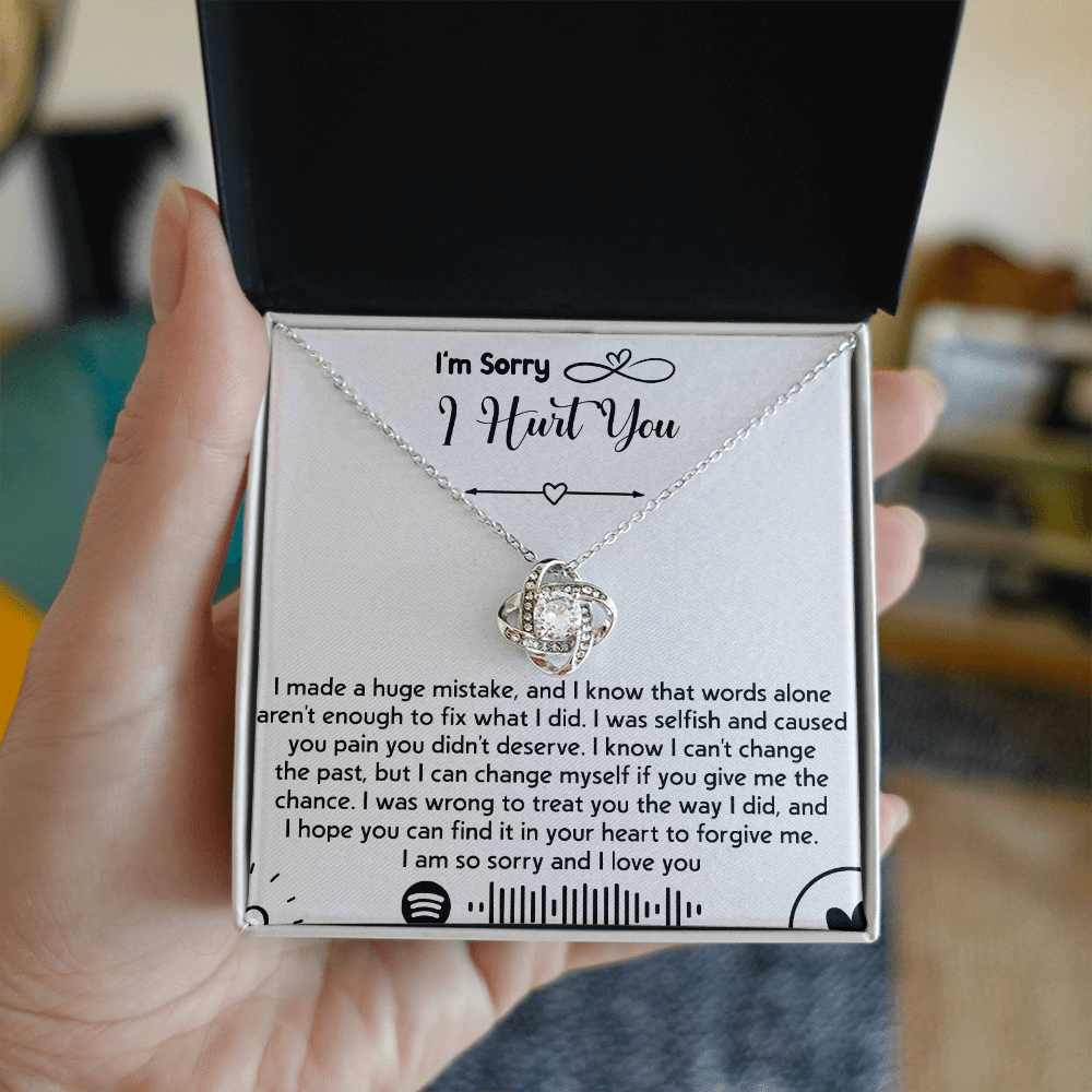 To my Wife [girl friend] -Love Knot Necklace-I'm So Sorry I Hurt You