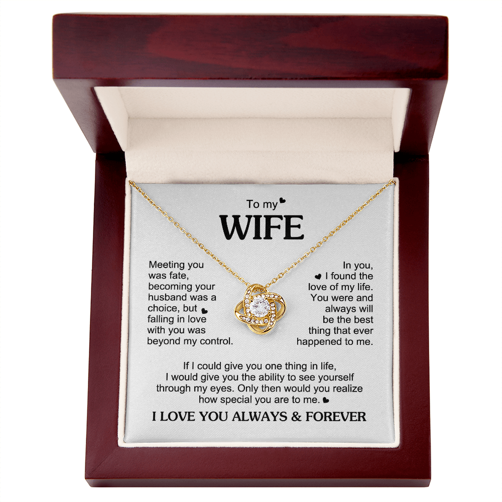 To My Wife Romantic Gift - Love  Knot Neacklace - "Meeting You Was Fate"