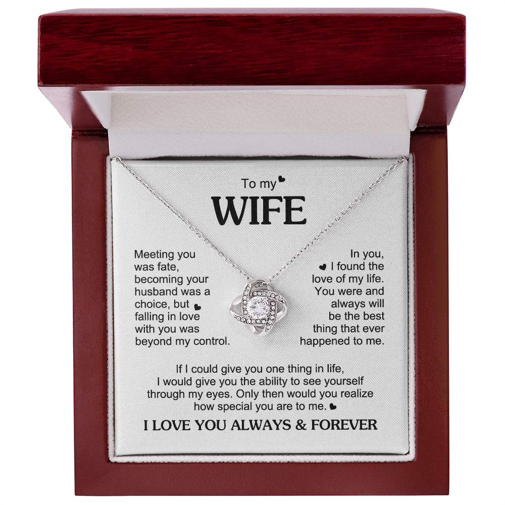 To My Wife Romantic Gift - Love  Knot Neacklace - "Meeting You Was Fate"