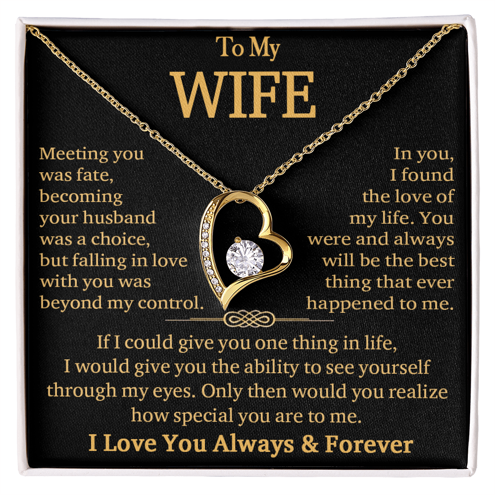 To My Wife"Always & Forever" -Forever Love Necklace-"See Yourself Through My Eyes"