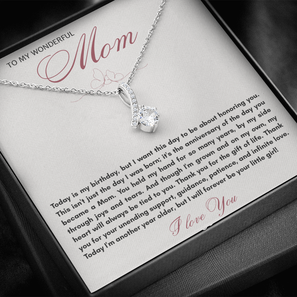 To My Wonderful Mom Alluring Beauty Necklace - "Honor You on My Birthday" Gift from Daughter