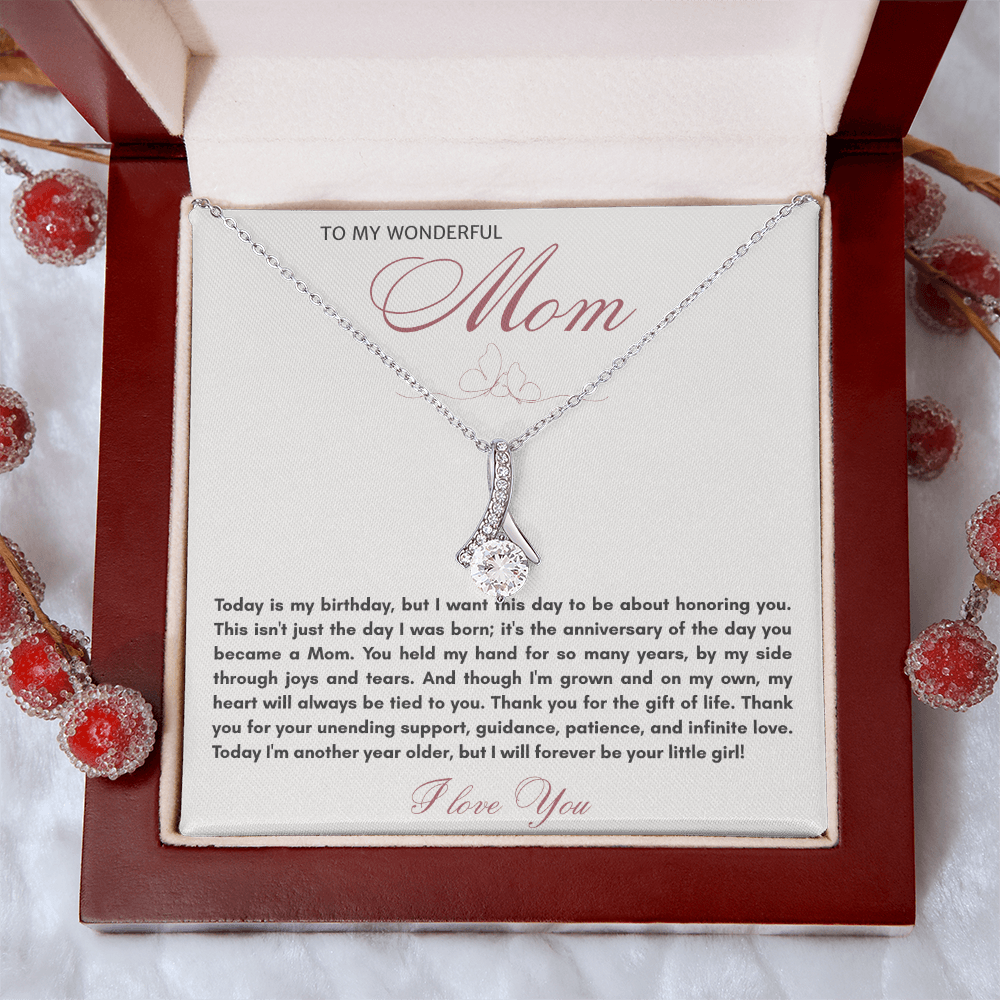 To My Wonderful Mom Alluring Beauty Necklace - "Honor You on My Birthday" Gift from Daughter