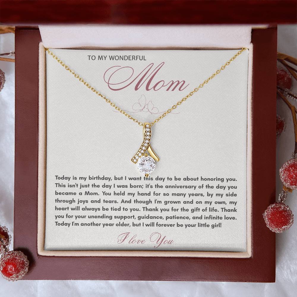 To My Wonderful Mom Alluring Beauty Necklace - "Honor You on My Birthday" Gift from Daughter