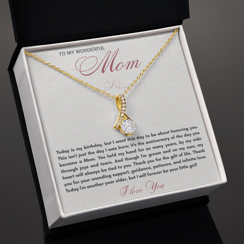 To My Wonderful Mom Alluring Beauty Necklace - "Honor You on My Birthday" Gift from Daughter