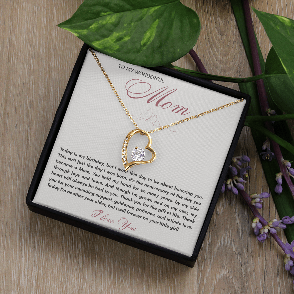 To My Wonderful Mom Forever Love Necklace - "Honor You on My Birthday" Gift from Daughter
