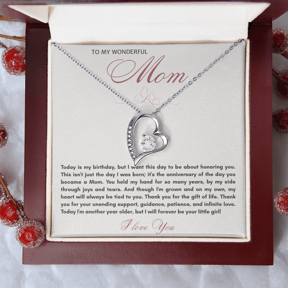 To My Wonderful Mom Forever Love Necklace - "Honor You on My Birthday" Gift from Daughter