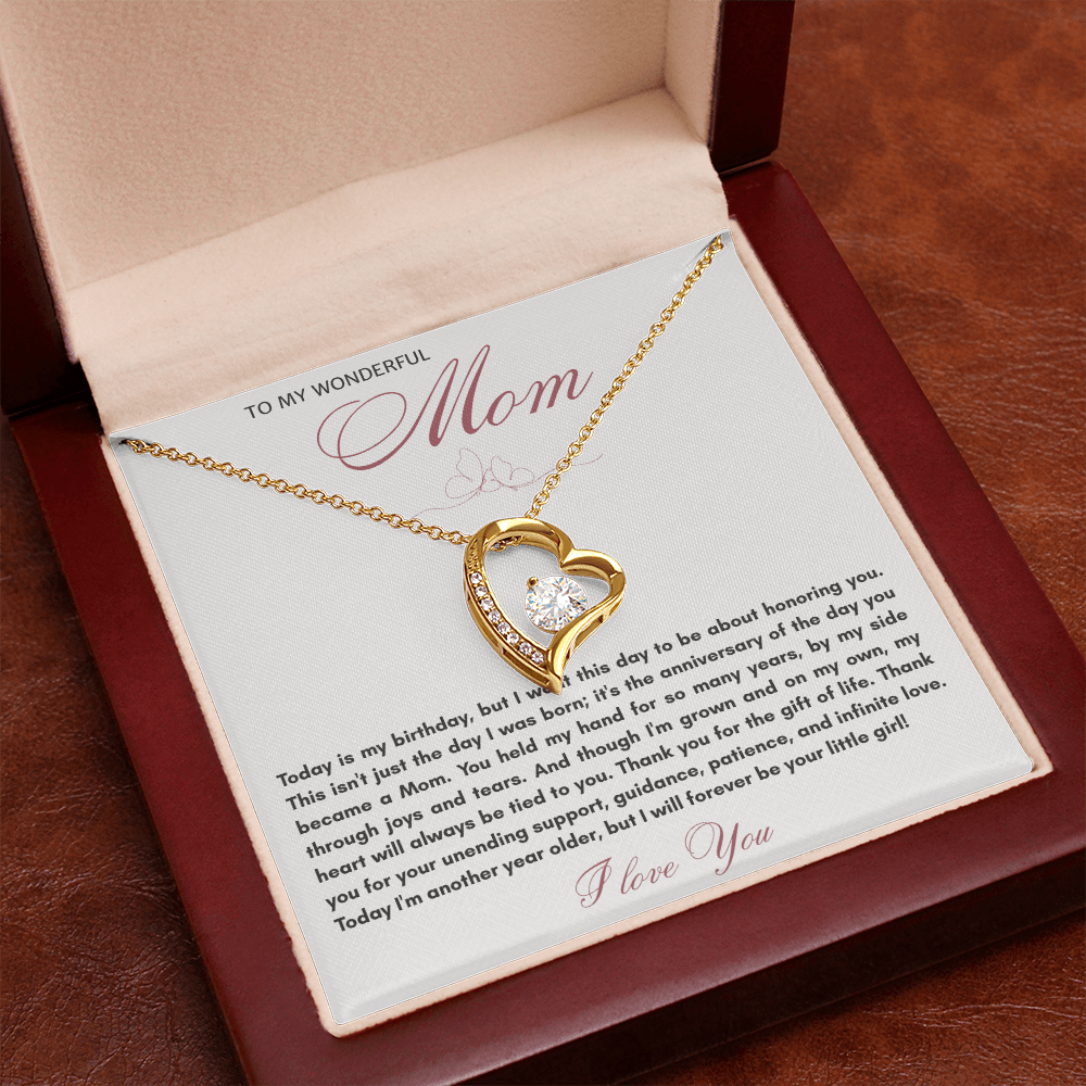 To My Wonderful Mom Forever Love Necklace - "Honor You on My Birthday" Gift from Daughter