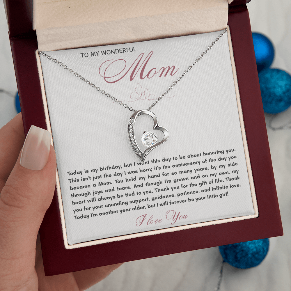 To My Wonderful Mom Forever Love Necklace - "Honor You on My Birthday" Gift from Daughter