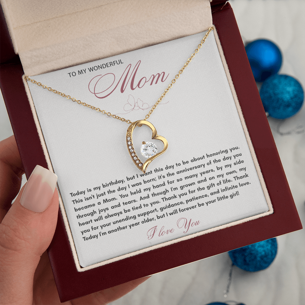 To My Wonderful Mom Forever Love Necklace - "Honor You on My Birthday" Gift from Daughter