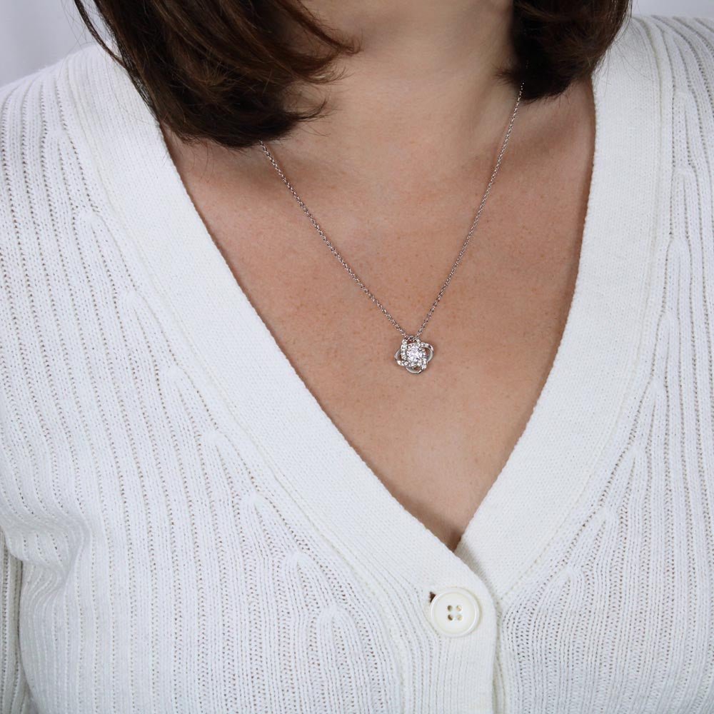 To My Wonderful Mom Love Knot Necklace - "You Are My Rock" Gift from Son