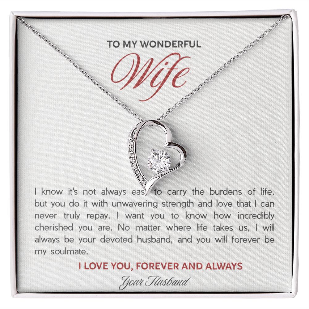 To My Wonderful Wife Forever Love Necklace - "Forever My Soulmate" Gift from Husband