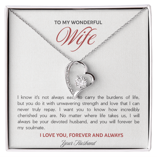 To My Wonderful Wife Forever Love Necklace - "Forever My Soulmate" Gift from Husband