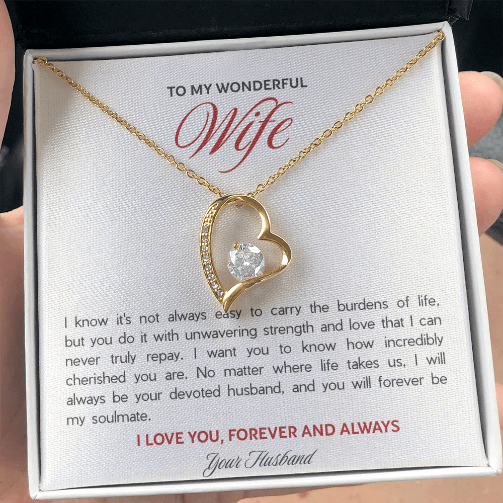 To My Wonderful Wife Forever Love Necklace - "Forever My Soulmate" Gift from Husband