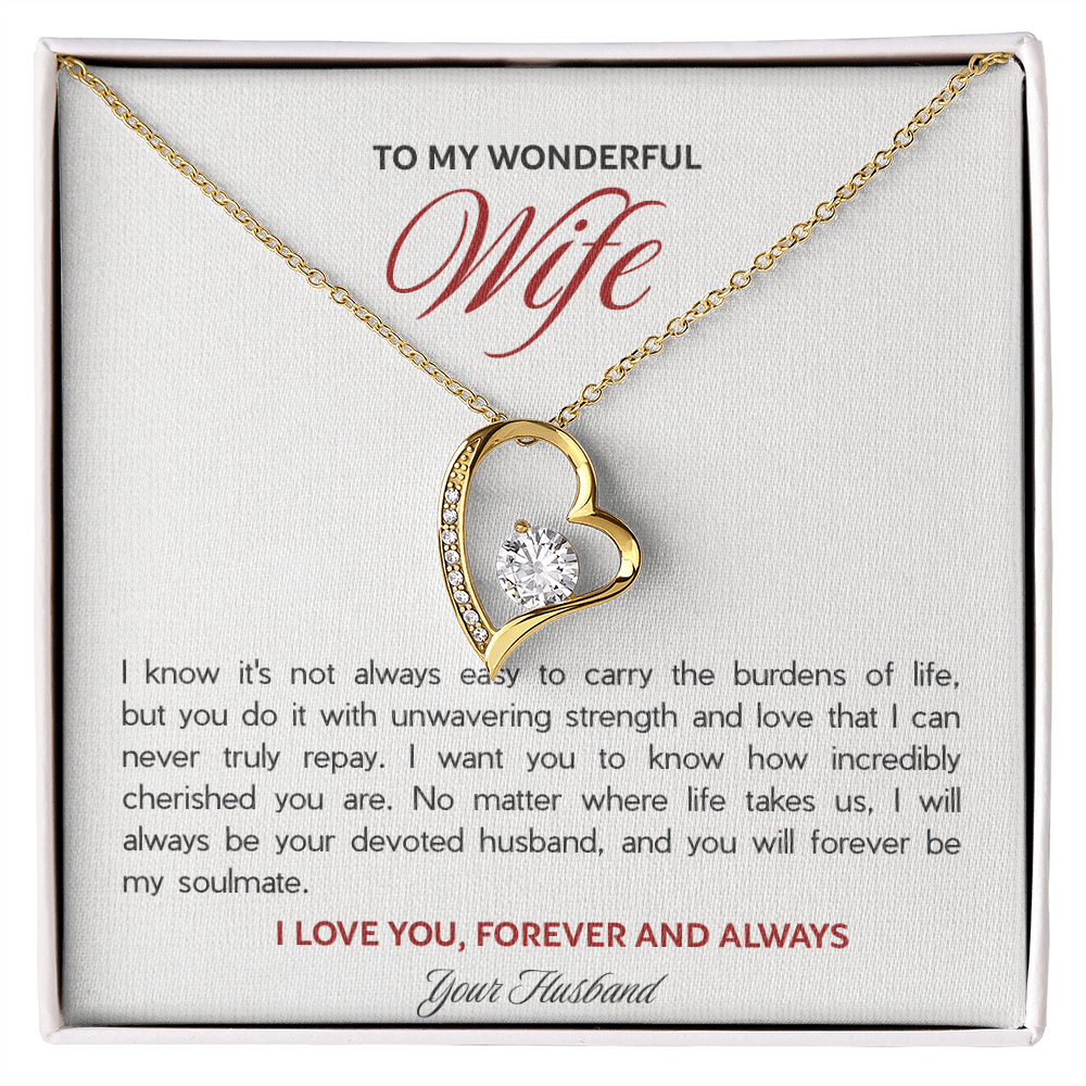 To My Wonderful Wife Forever Love Necklace - "Forever My Soulmate" Gift from Husband