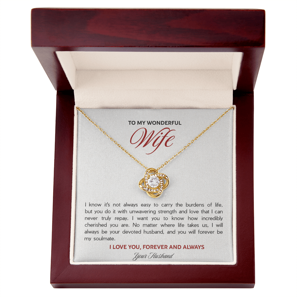To My Wonderful Wife - The Love Knot Necklace