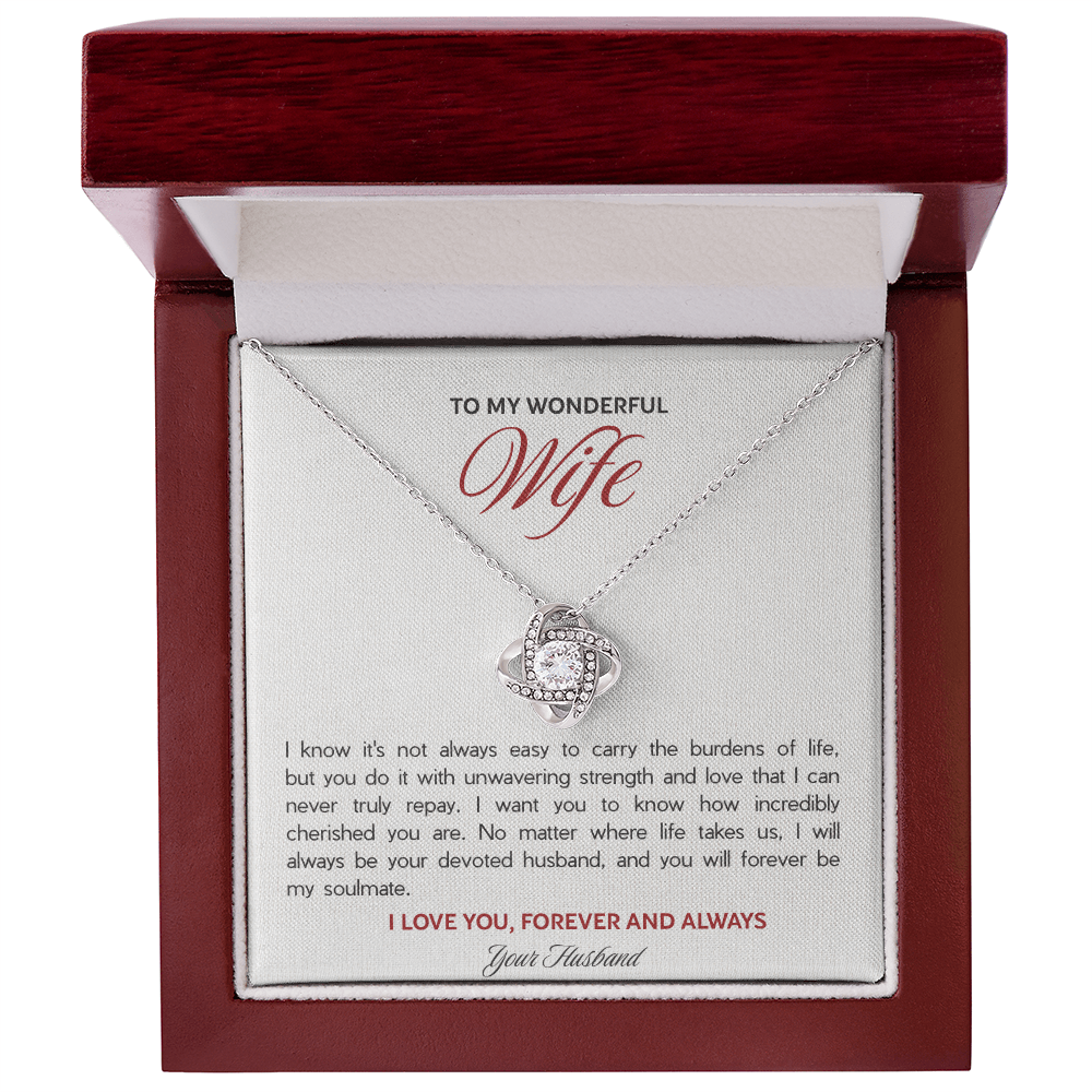 To My Wonderful Wife - The Love Knot Necklace